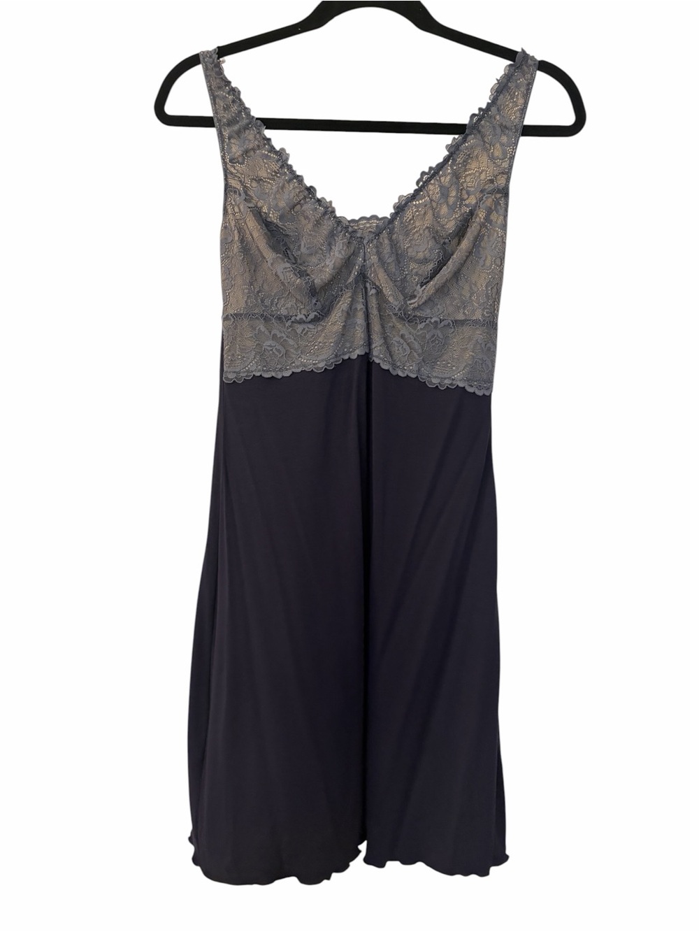 Samantha Chang Charcoal Lace Bodice Night Slip